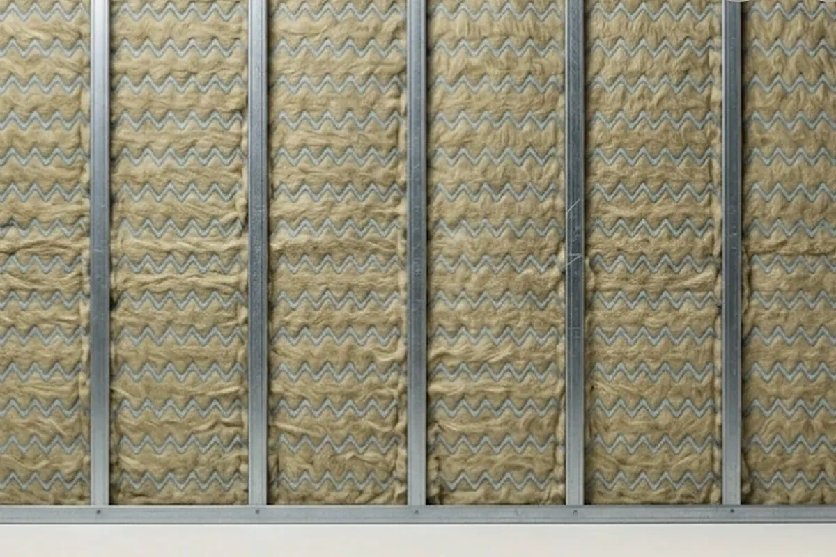Insulation installed between steel studs
